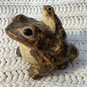 Rare Vintage Japanese Shigaraki DoubleToad Sculpture Stoneware Pottery
